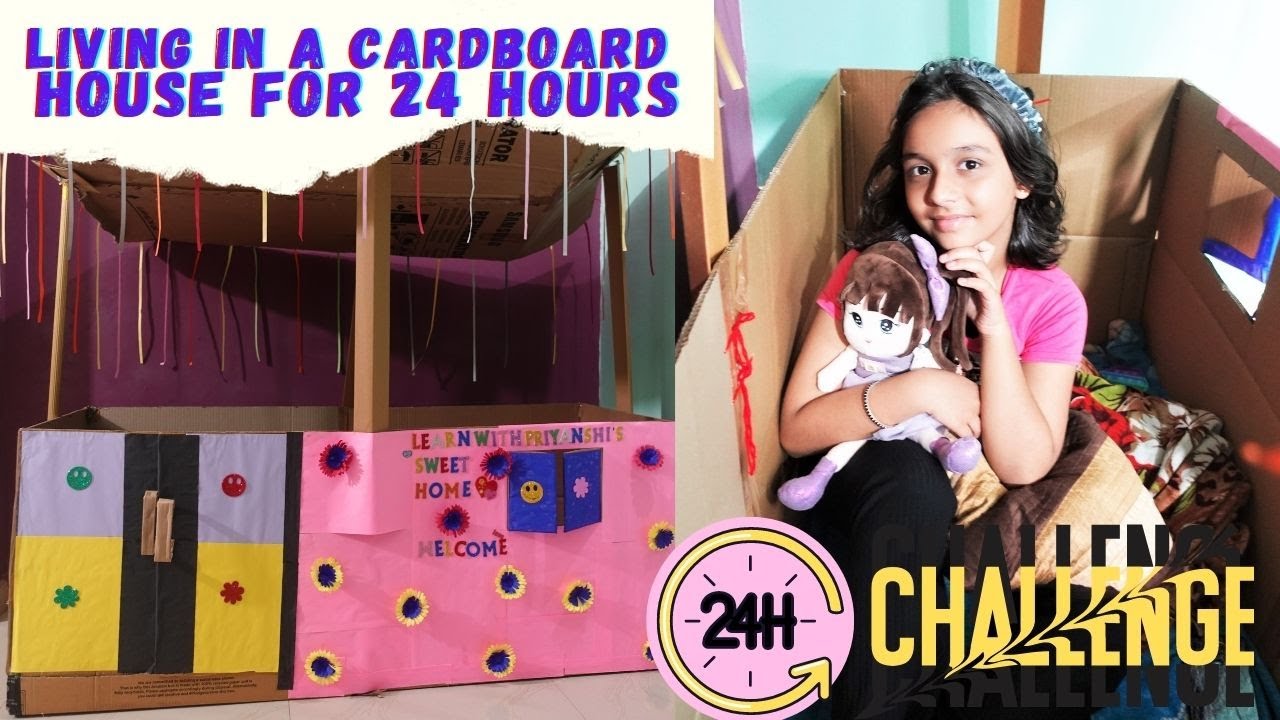 Living in a Cardboard House🏠 for 24 Hours! | 24 hours challenge video# ...