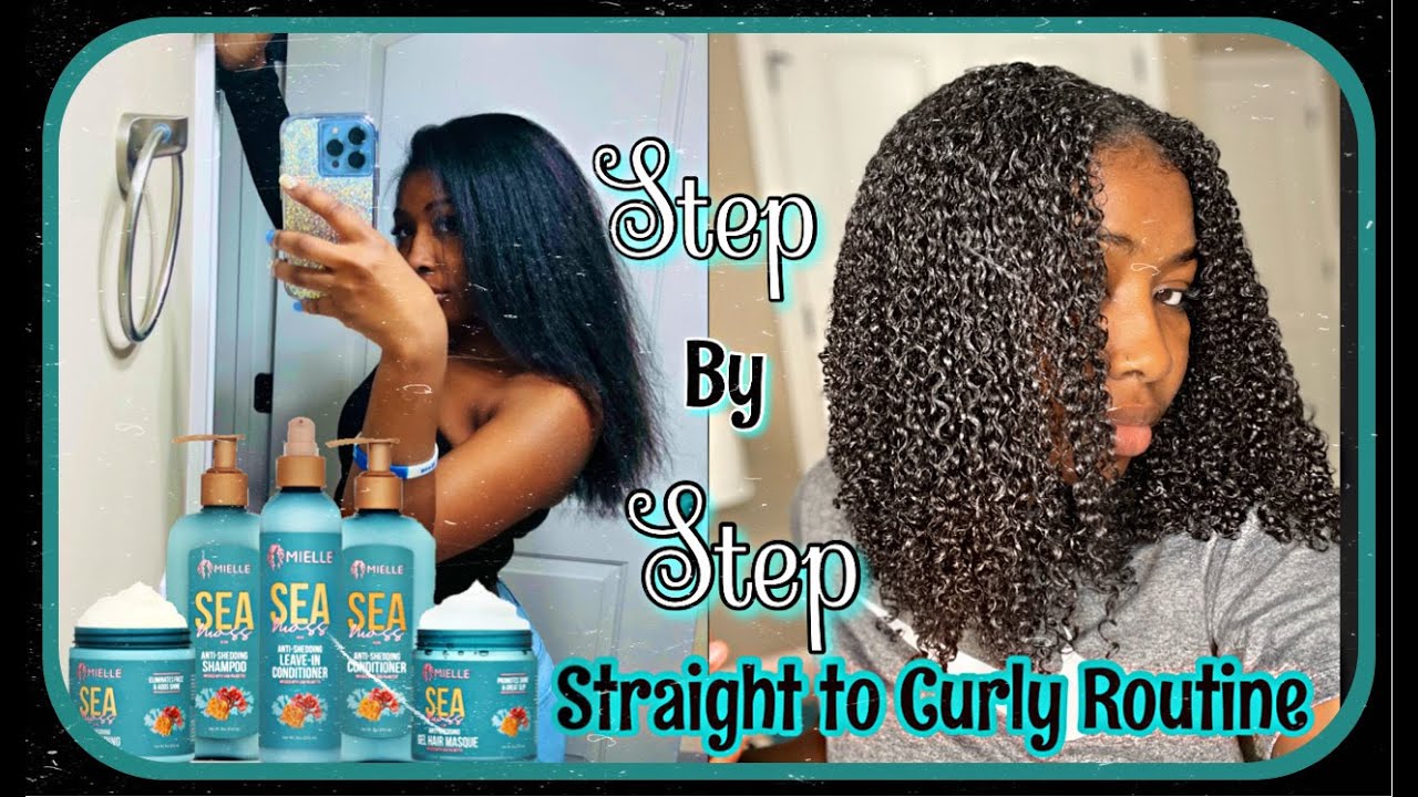 Straight to Curly Routine ( Using Mielle Organics Seamoss Anti Shedding Hair Collection ) YouTube