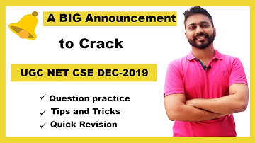 BIG Announcement for UGC NTA NET Dec 2019 CSE Aspirants | Crack UGC Net in 6 Weeks