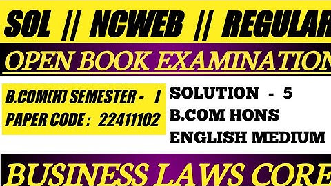 Question.5 Answer || DU SOL OBE first semester b.com hons business law core