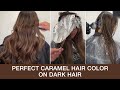 How To Create The Perfect Caramel Hair Color On Dark Hair | Foilyage Technique | Kenra Color