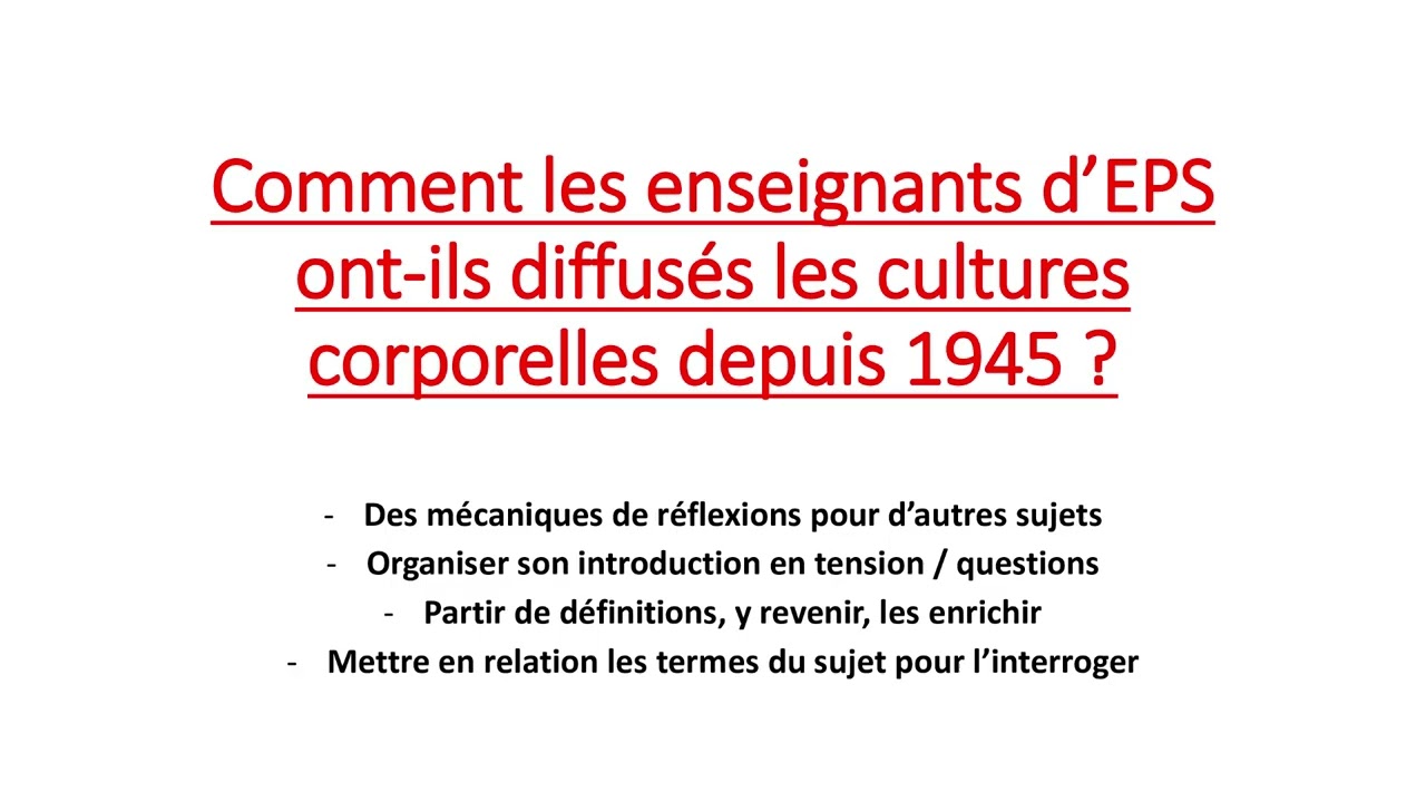 Les cultures corporelles (écrit 1)