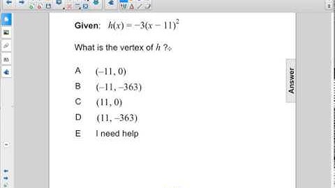 Algebra I Non Linear Functions Graph Quad Vertex Q44