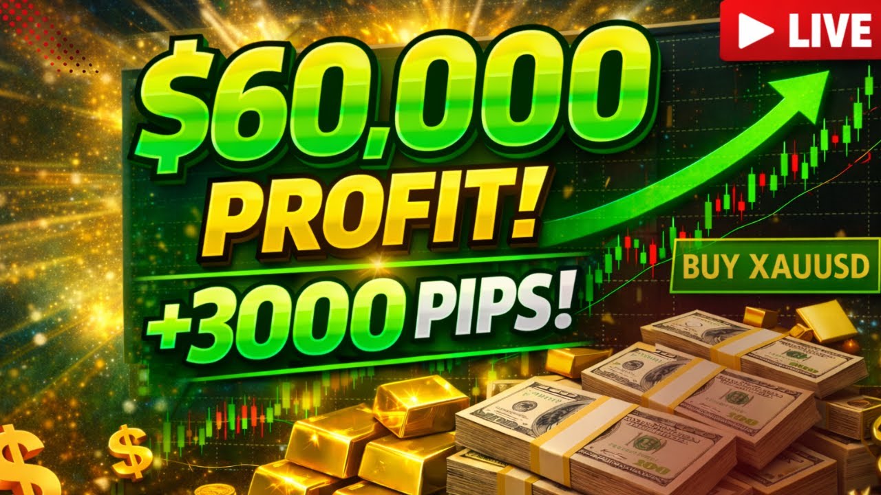 LIVE GOLD TRADE 🚨 $60,000 Profit on XAUUSD | +3000 Pips Running (Real-Time Trading)