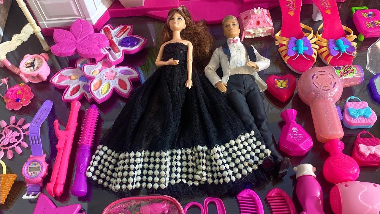 Satisfying Barbie Doll Wedding Accessories Shoes Hairdryer Jewelry Playset Dress Up