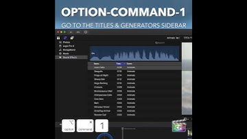Final Cut Pro Shortcut | Option-Command-1 | Go To The Titles & Generators Sidebar