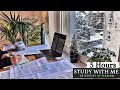 5 HOUR STUDY WITH ME on a SNOWY Day | Background noise, 10-min break, No Music, Study with Merve