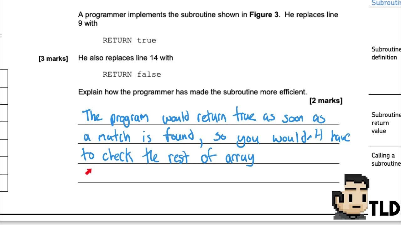9 GCSE AQA Subroutines and Arrays Pseudocode - Worked through exam ...