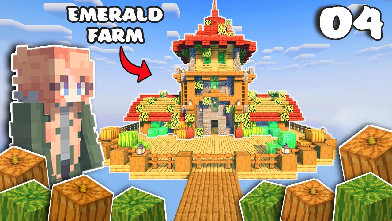 ☁️ I Built an Emerald Farm in Minecraft Skyblock - YouTube