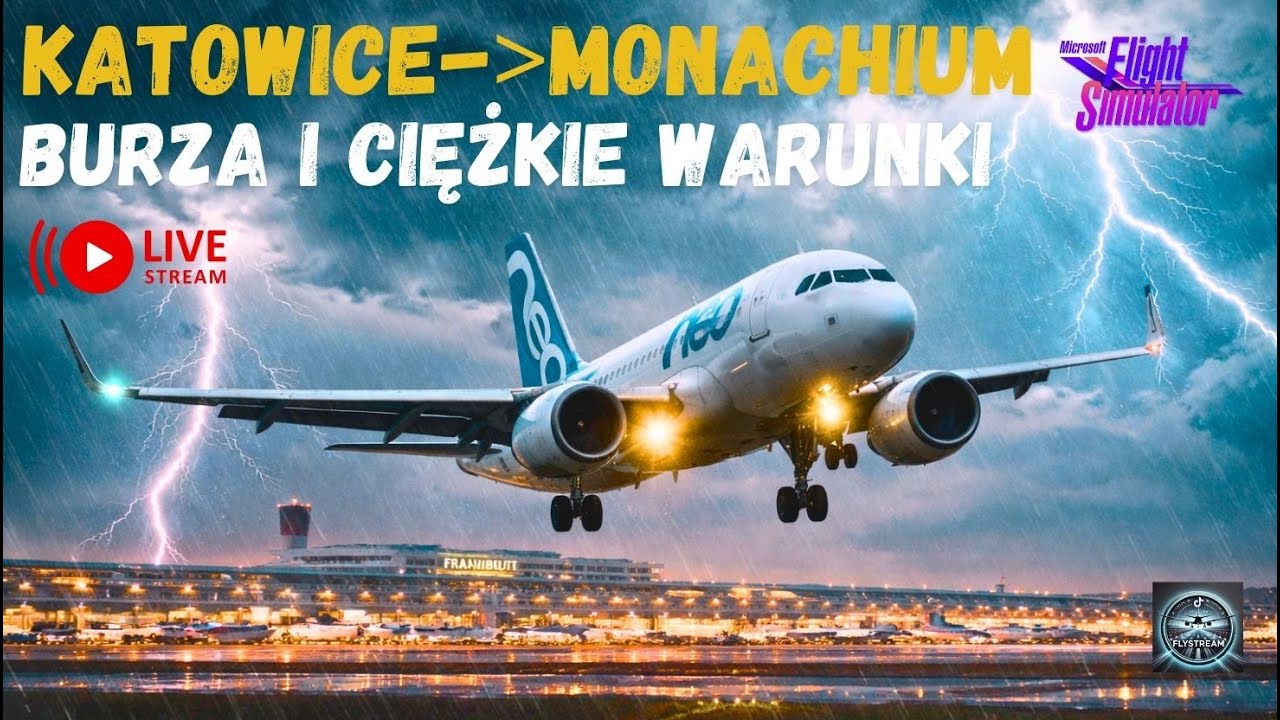 LĄDOWANIE A320 w BURZY! | Katowice → Monachium