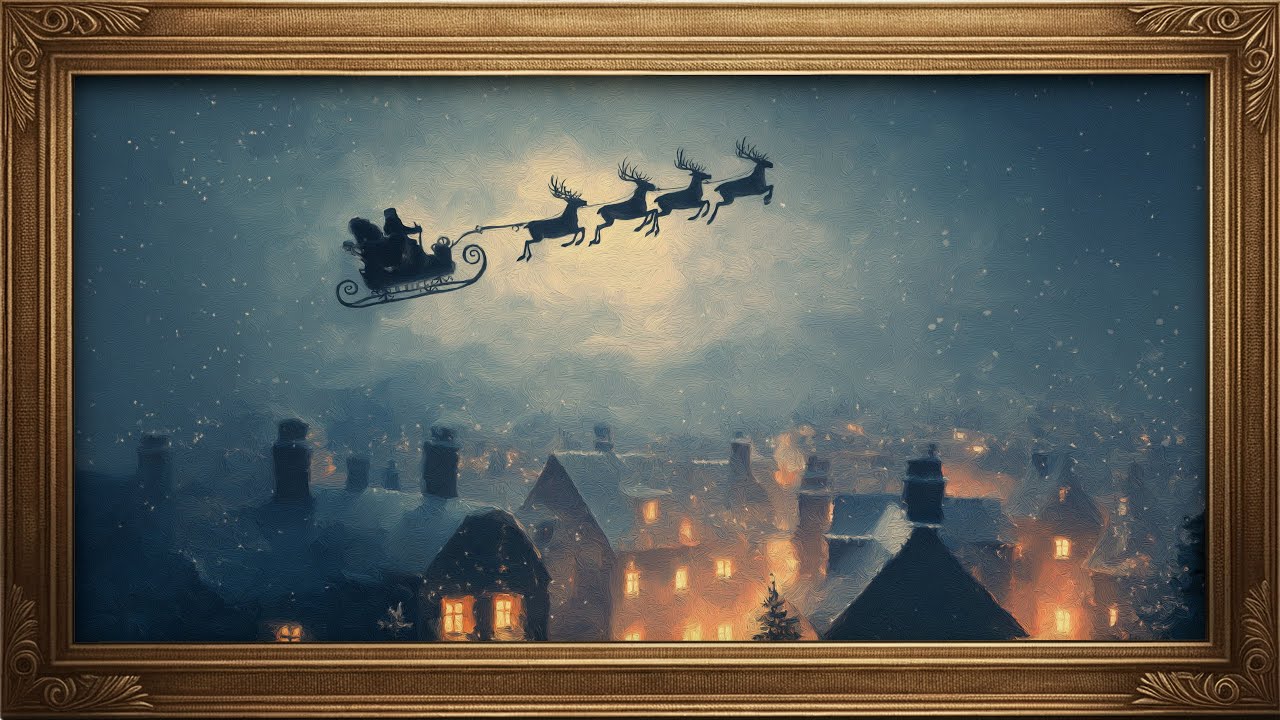 Winter Christmas TV Art 4K 🎅 The Night Before Christmas Oil Painting