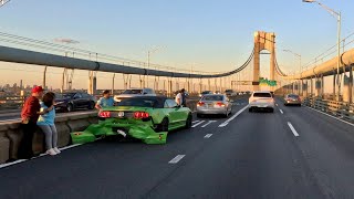 Verrazano Bridge Accident. SUNSET DRIVE. Upper Level  Traffic and Great NYC View. #nyclife #nycviews