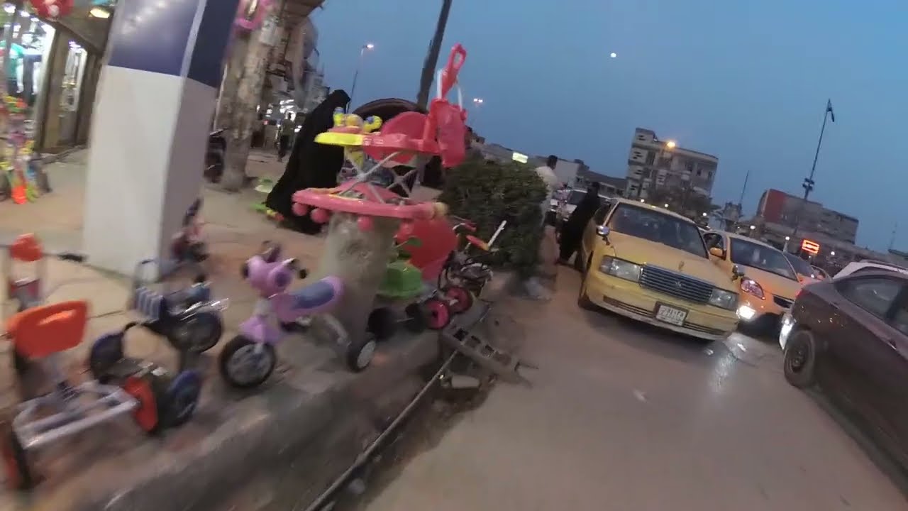 Evening walk in Al-Haboubi street, Nasiriyah (Dhi Qar Governorate) south of Iraq, short walking tour