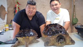 Houge bought two snapping turtles and cooked them in two way, but he didn't have a taste