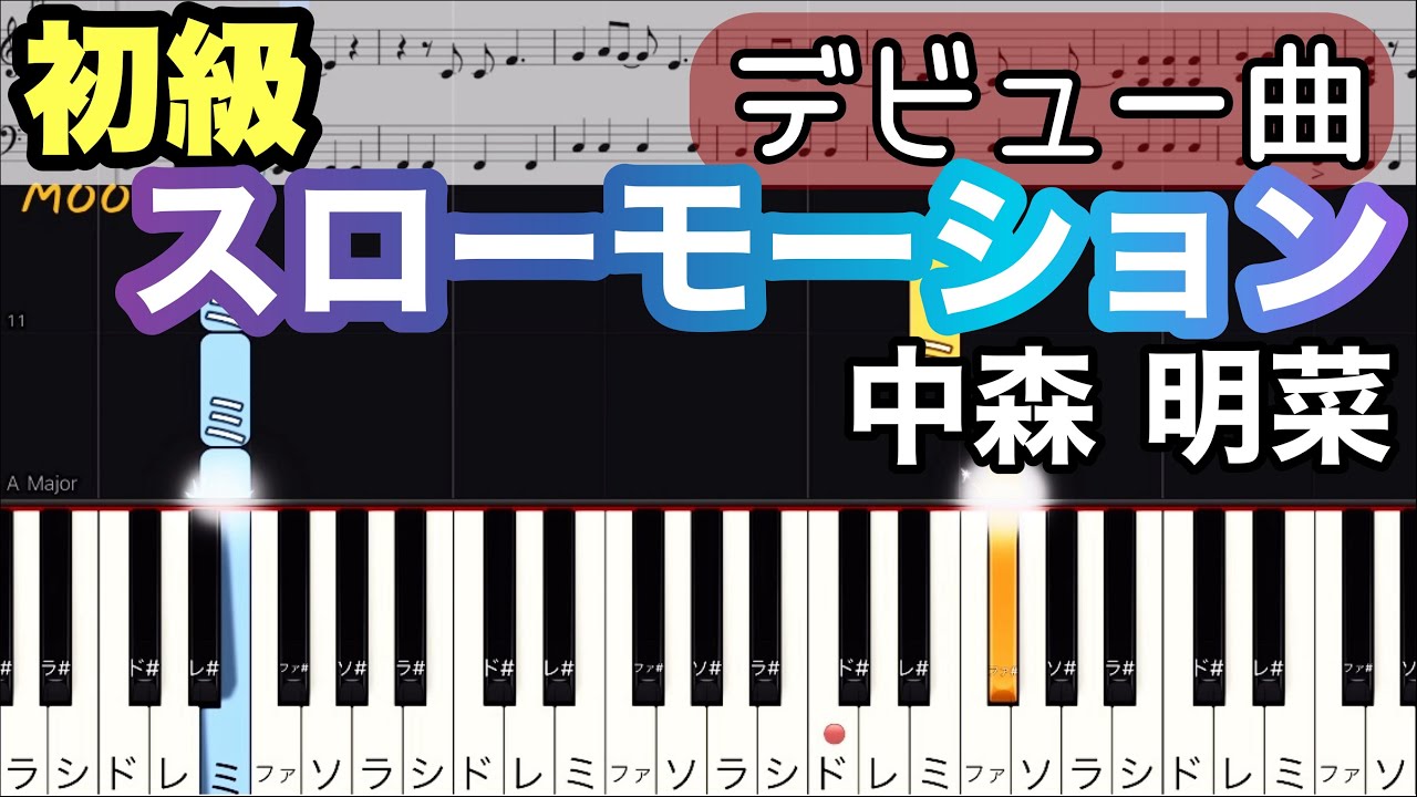 スローモーション】中森明菜/ピアノ簡単！(ゆっくり)初級 ドレミつき 