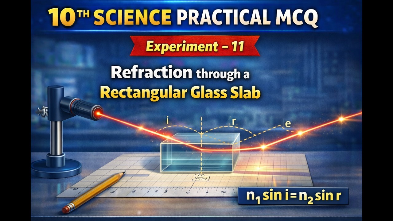 Class 10 Science Practical MCQ | Experiment 11 Refraction Through Glass ...