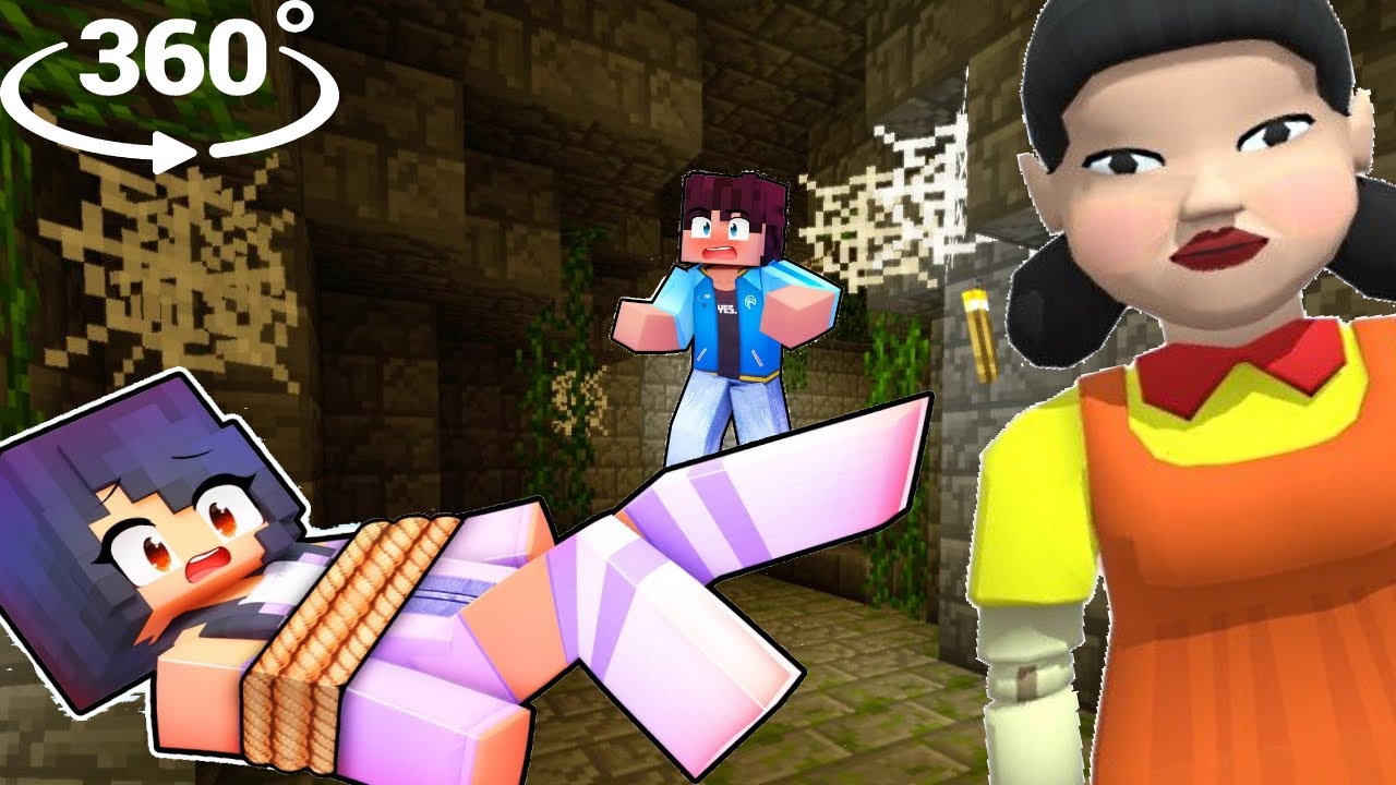 Friends Saving APHMAU from SQUID GAME DOLL in Minecraft 360°