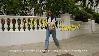 life in London | Spring Reset, grocery shopping \& Sunday mornings in London