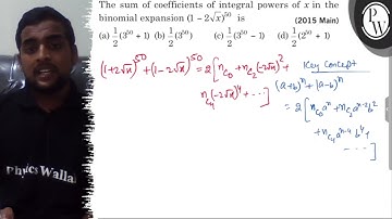 The sum of coefficients of integral powers of x in the binomial expansion (1-2 √(x))^50 is (2015 ...