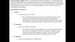 Briefly explain your understanding of ethics  Ethical Standards for Human Services Professionals