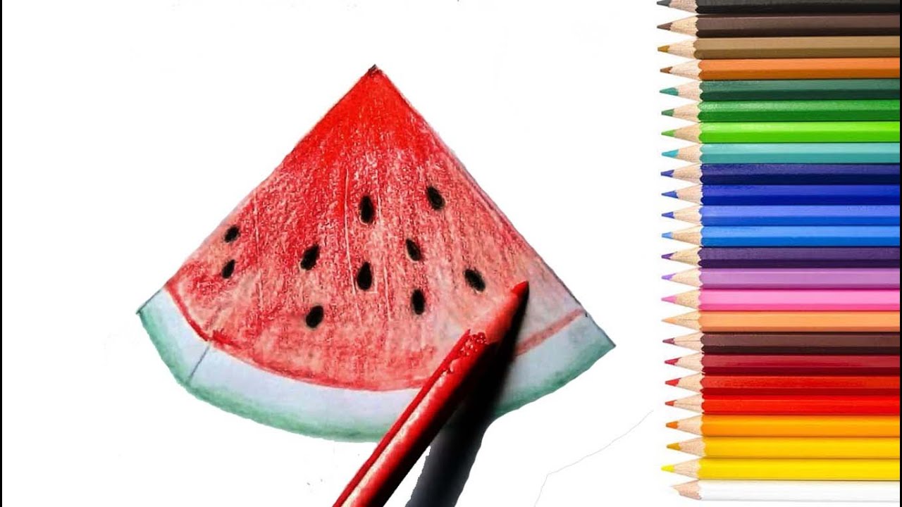 Cute Hand Draw Sketch One Slice Of Watermelon for Kindergarten