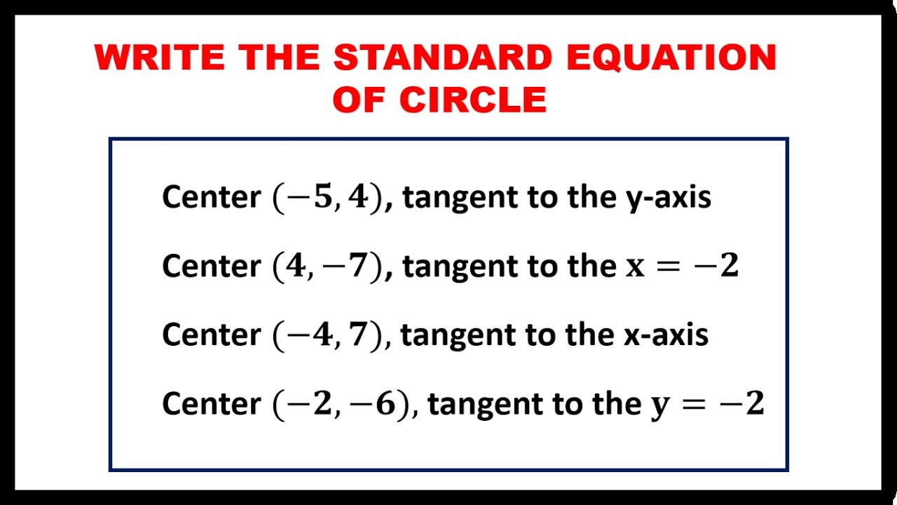 Tangent Writing WRITING EQUATION OF CIRCLE WITH GIVEN CENTER AND TANGENT LINE || PRE ...