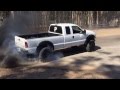 Ford 7.3 burnout! Rolling coal and doing doughnuts