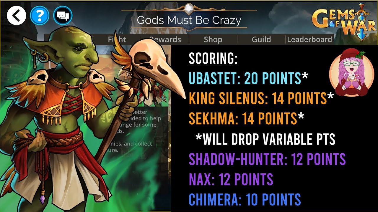 Gems of War - Gods Must Be Crazy World Event Teams for the Week of December 12, 2022