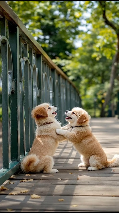 Cute Puppies Playing On The Bridge #puppy #cute #cutedog #dog #funny #viral #shorts