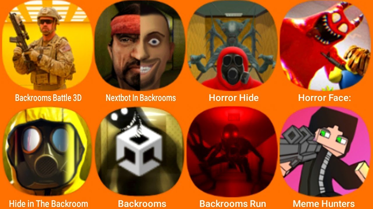 Backrooms Battle 3D, Nextbot in Backrooms, Horror Hide, Horror Face, Hide in The Backroom...
