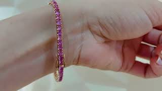 Video: Light Pink Sapphires Bracelet 6.30ct Rose Gold RAINBOW