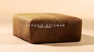 Sequoia Ottoman in Cognac Tan from Poly & Bark | mid-century modern design, modern furniture,leather