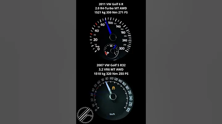 VW Golf 5 R32 250 PS vs VW Golf 6 R 271 PS 0-100 kmh Acceleration Comparison