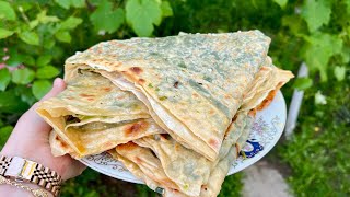 60 Yillik Tecrübesi̇yle Yengemi̇n Elleri̇nden Mayasiz Saç Böreği̇ Azərbaycan Mətbəxindən Göy Qutabı