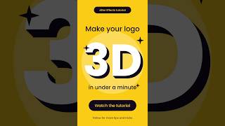 Turn Any Flat Logo into 3D in After Effects (Easy Tutorial) #aftereffects  #tutorial