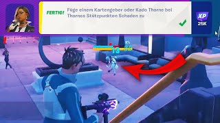 Füge einem Kartengeber oder Kado Thorne bei Thornes Stützpunkten Schaden zu (Fortnite Nolan Chance)