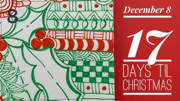 How to Zentangle Holly into my Giant Quigtangle Zendoodle Christmas Countdown Day 8