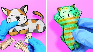 Please Save This Paper Pregnant Cat! 😿 *Satisfying Pet Hacks And Cardboard DIY*