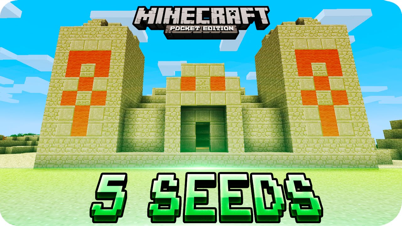 Minecraft Pe Seeds Top 5 Unique Seeds Villages Desert Temple Ice Spikes Mcpe 1 2 1 1 Youtube