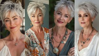 Women's Pixie Haircut Ideas Over 40,50,60 / Fine Pixie Hairstyle / short Boycut #viralvideo #pixie