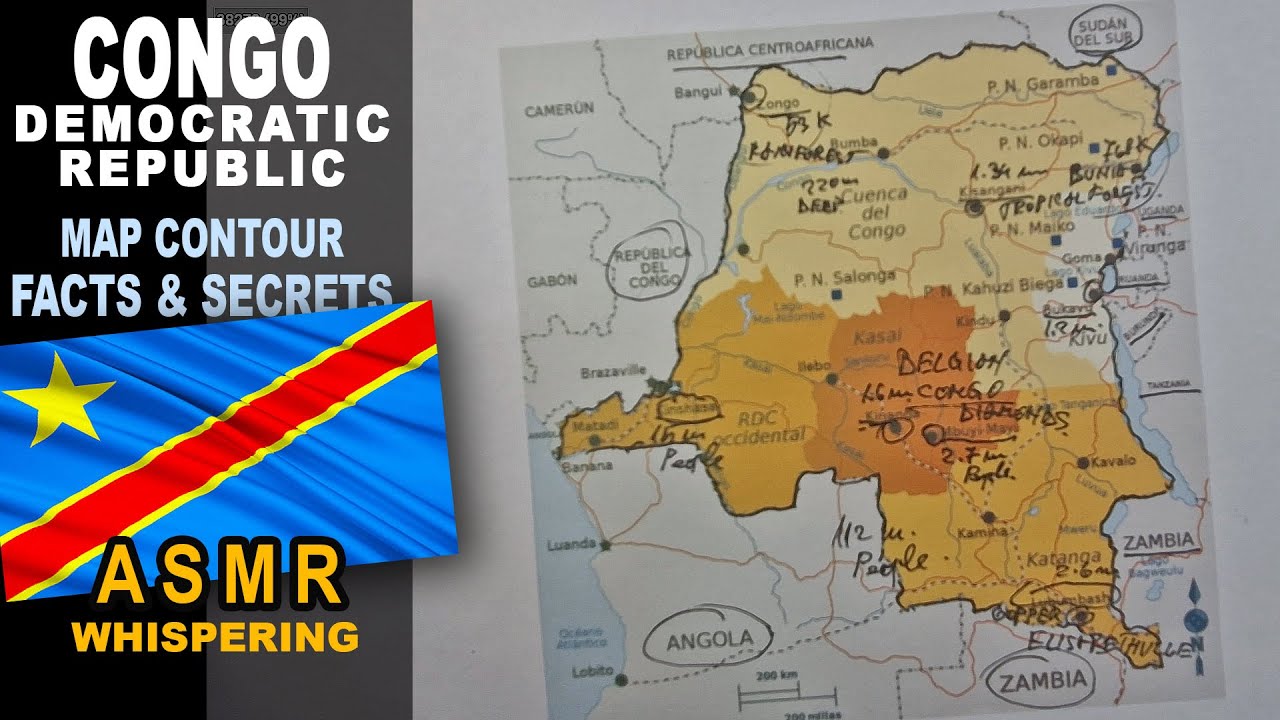 ASMR: Map of DEMOCRATIC REPUBLIC OF CONGO tracing with facts [ASMR maps and facts]