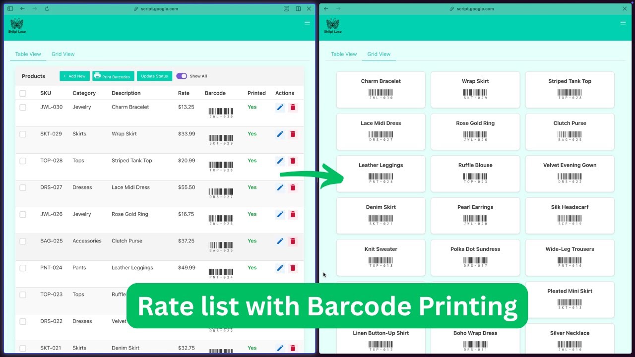 Create a Product Rate List with Barcodes using Google Apps Script & Vue.js | Web App Tutorial