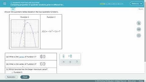 Aleks - Comparing properties of quadratic functions in different forms