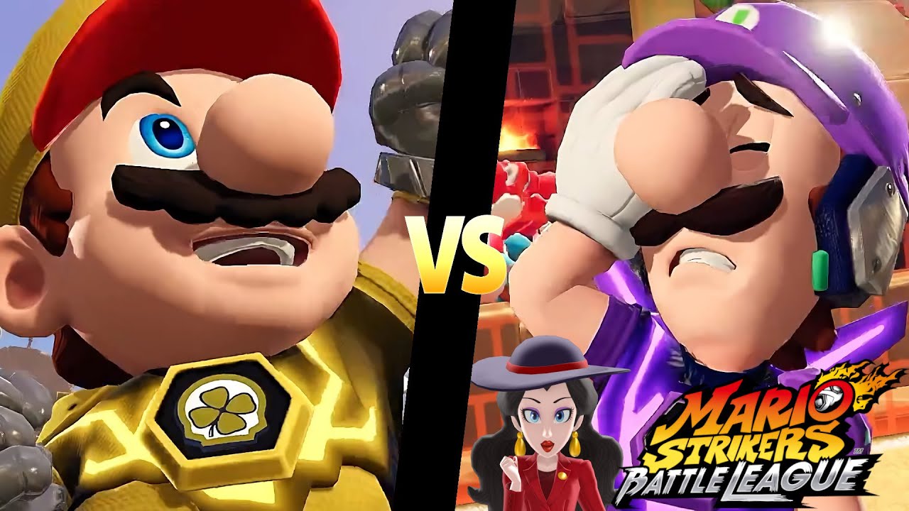 Mario Strikers Battle League Team Mario vs Team Luigi in Desert Ruin