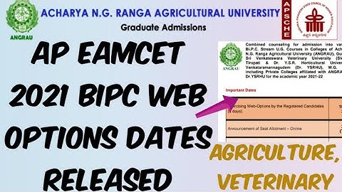 AP EAMCET 2021 BIPC Agriculture Web options Dates Released 🤩//ANGRAU 2021 Web options dates Released