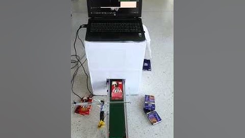 showcase conveyor ระบบสายพานอัตโนมัติ แยกกล่อง ด้วยกล้อง image processing