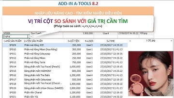 Nhập liệu kết hợp tìm và lọc dữ liệu nhiều điều kiện trong danh sách nhiều cột Excel