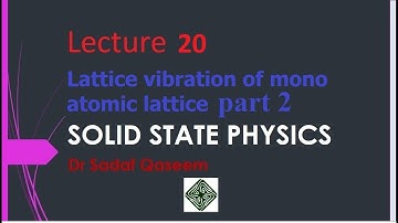 Lecture 20 [Lattice vibration of mono atomic lattice Part 2]