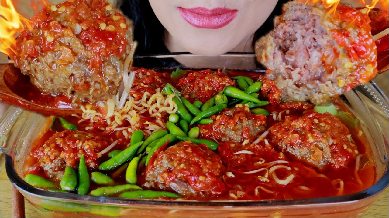 ASMR BAKSO URAT PAKE INDOMIE PEDAS | ASMR MUKBANG INDONESIA