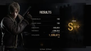 Resident Evil 4 Remake - Leon Rank S++ Combo 150 - Castle Score 1,339,070